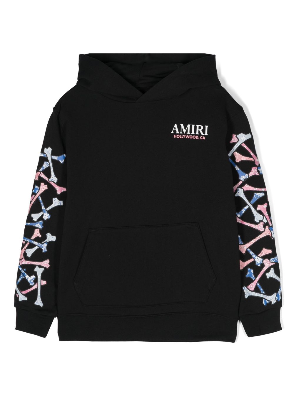 AMIRI KIDS 骨头印花棉连帽衫 - 黑色