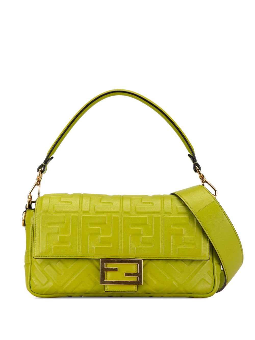 Fendi Pre-Owned Zucca Embossed Baguette 斜挎包（2000-2010年典藏款） - 绿色