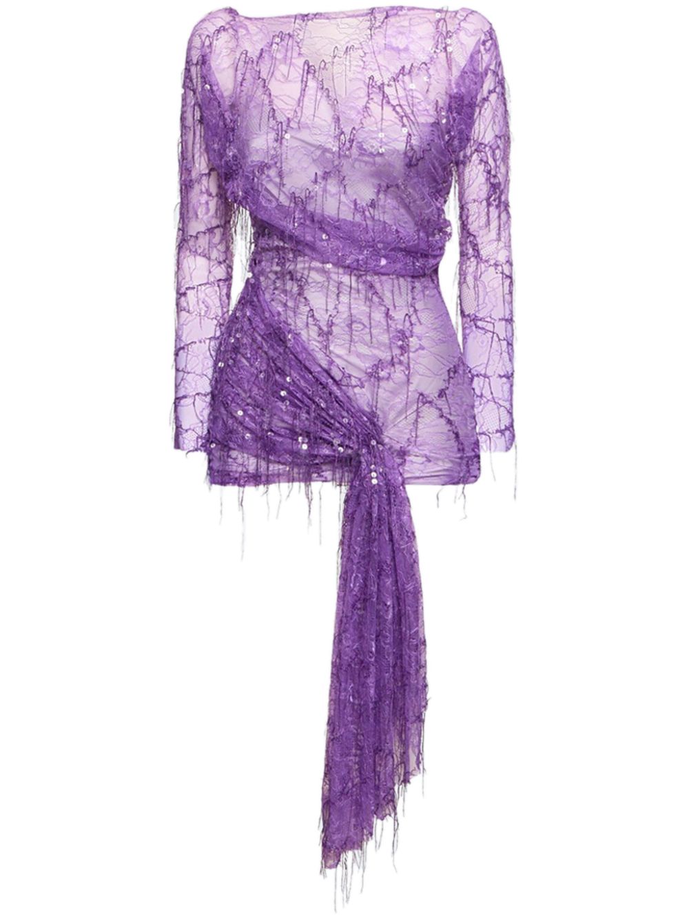 Christopher Esber Enceased Beaded Ivy Lace 连衣裙 - 绿色