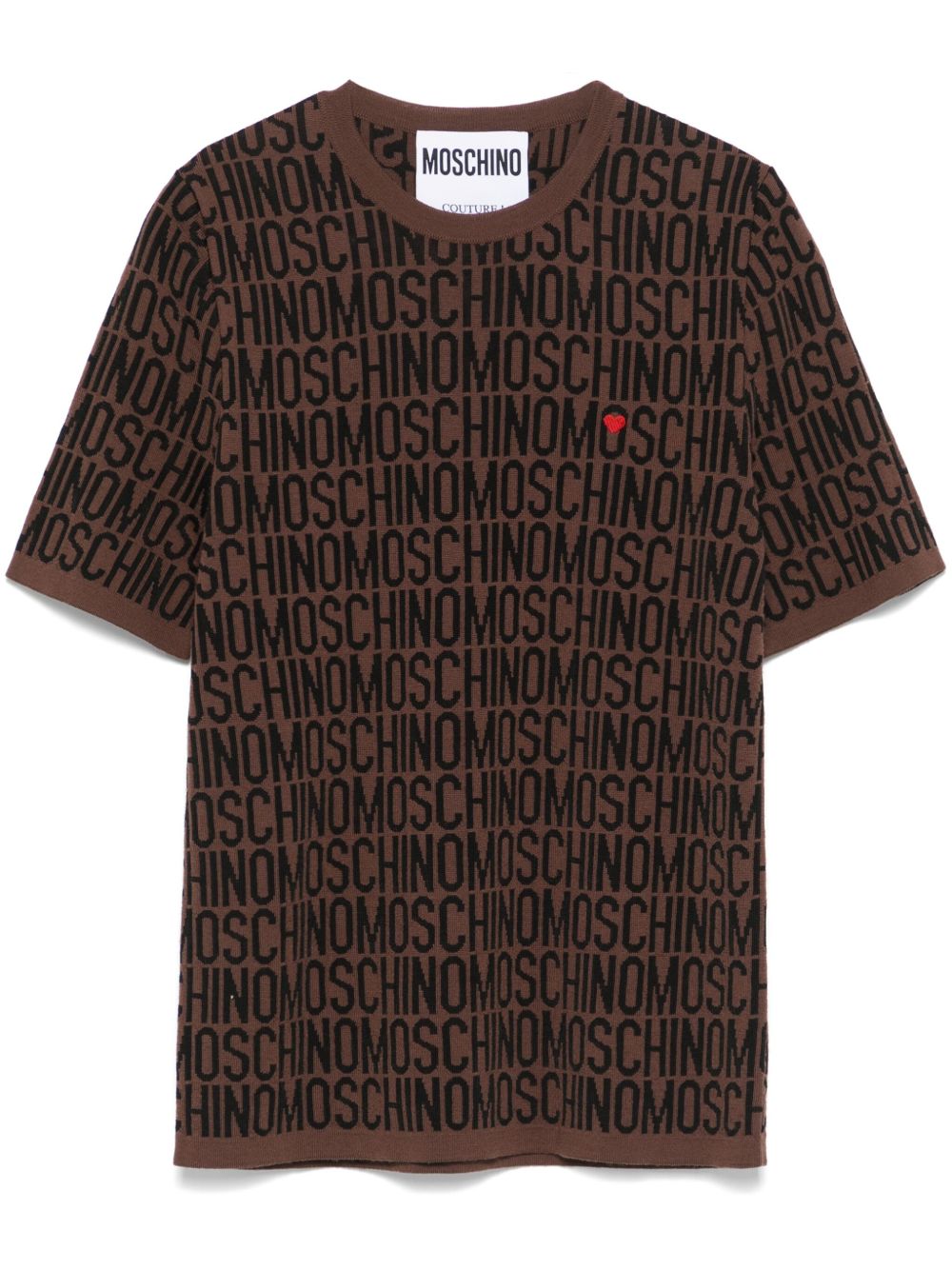 Moschino logo提花T恤 - 褐色