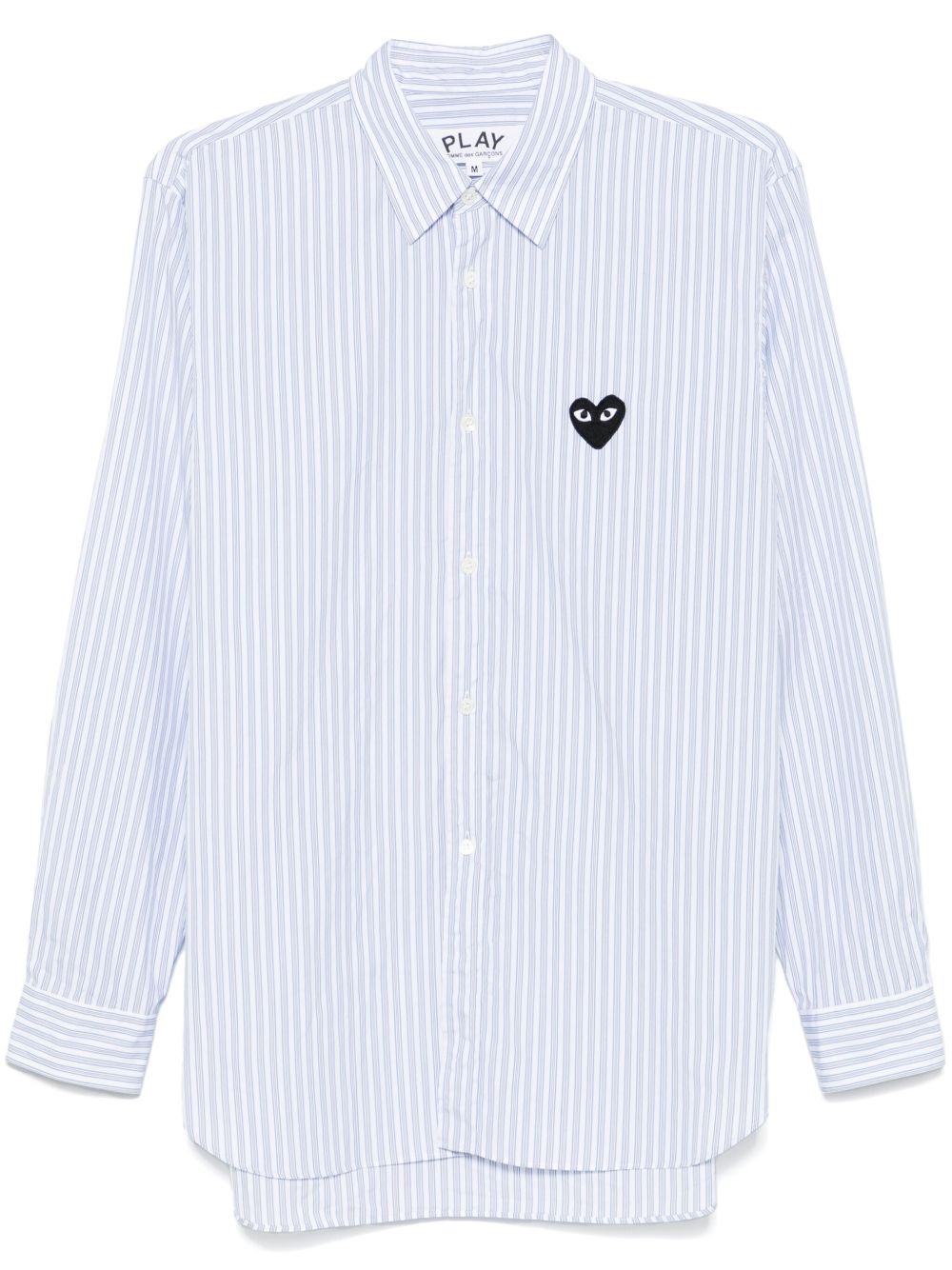 Comme Des Garçons Play Heart 贴花条纹衬衫 - 白色