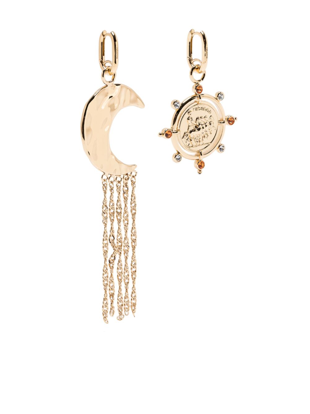 Rabanne Sun Date Medal and Moon 耳环 - 金色