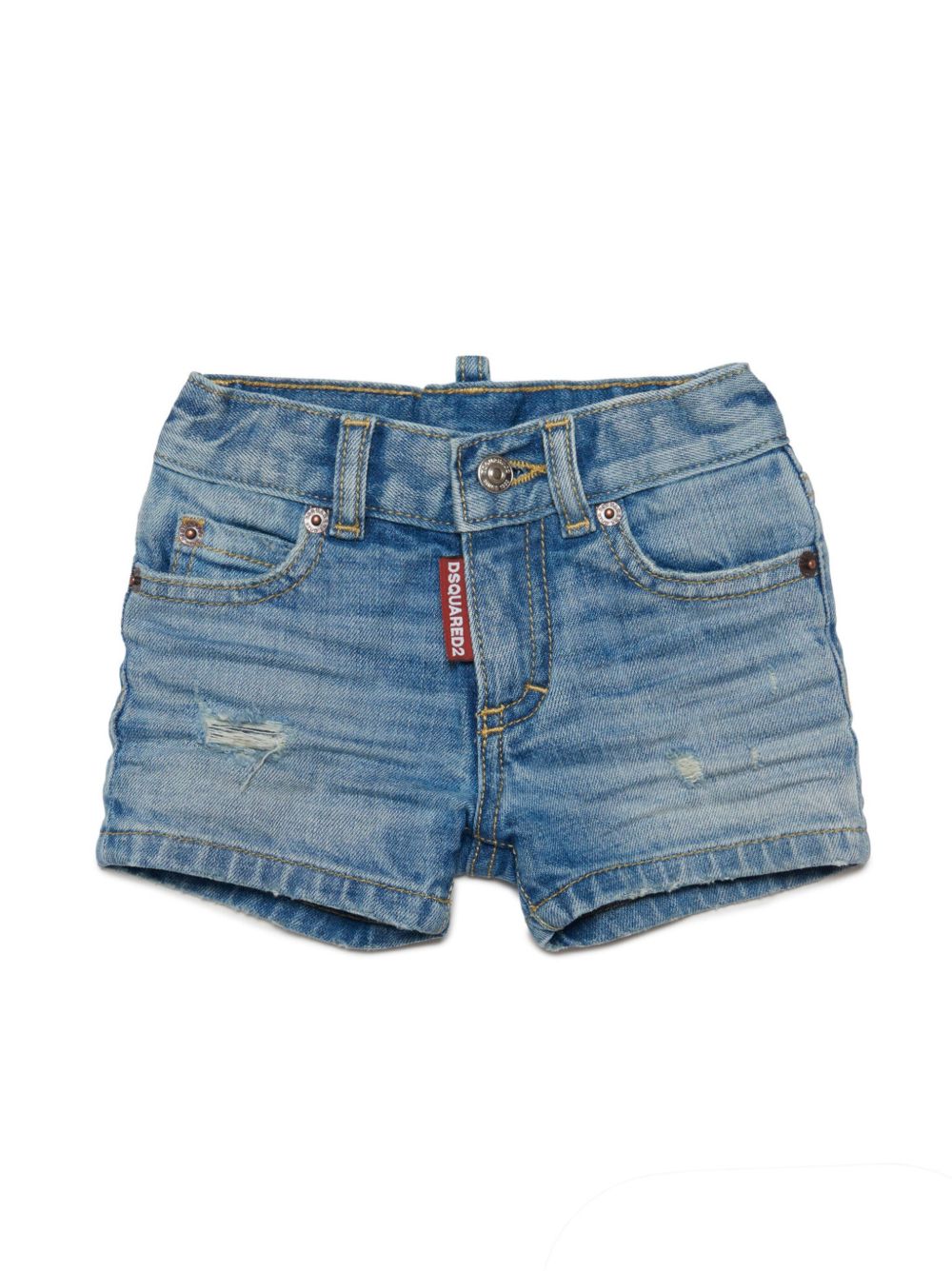 DSQUARED2 KIDS 撕裂效果细节牛仔短裤 - 蓝色