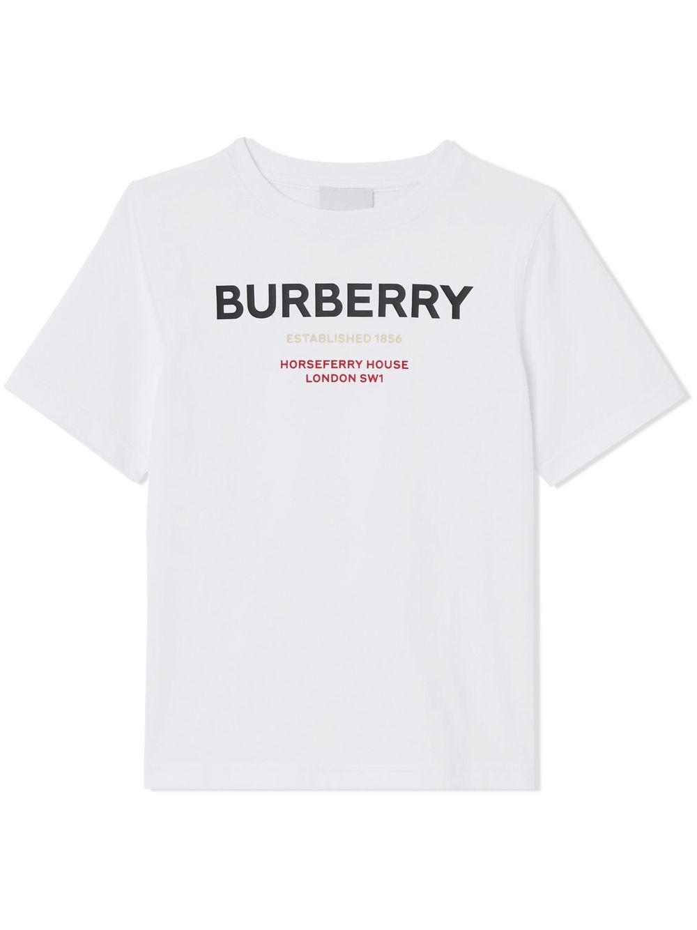 Burberry Kids Horseferry logo印花棉T恤 - 白色