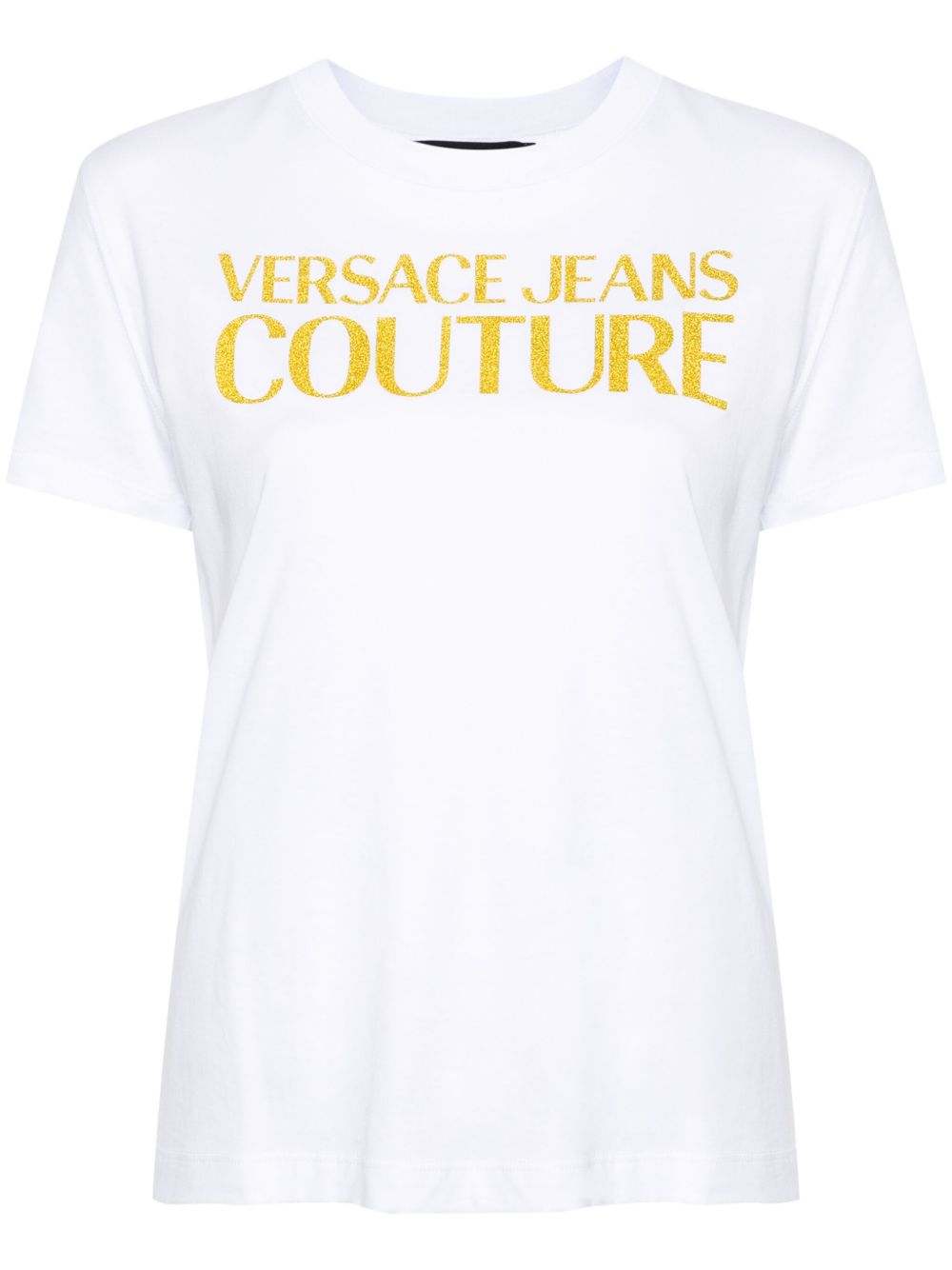Versace Jeans Couture logo印花亮片金葱T恤 - 白色