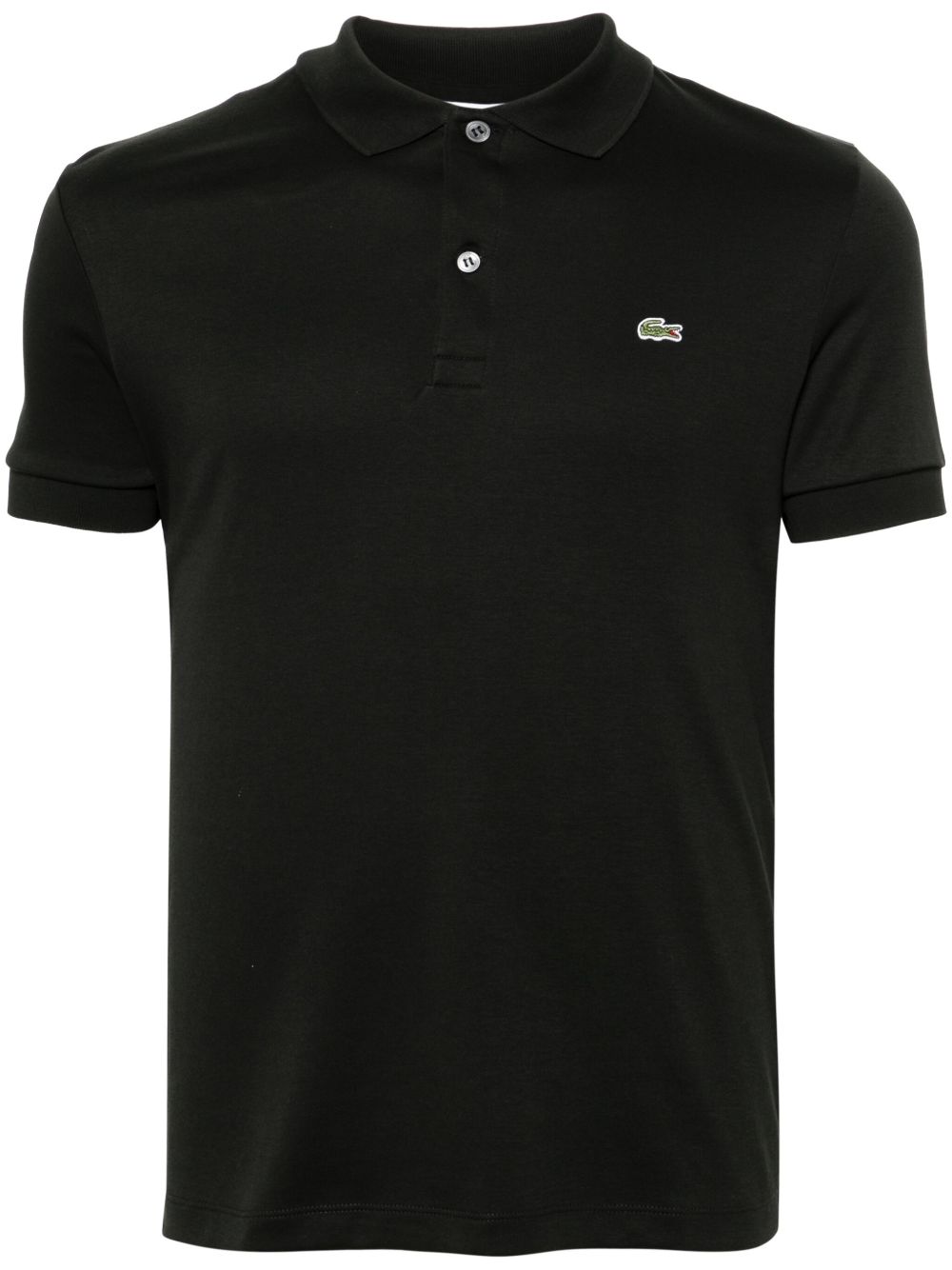 Lacoste logo贴花平纹针织polo衫 - 黑色