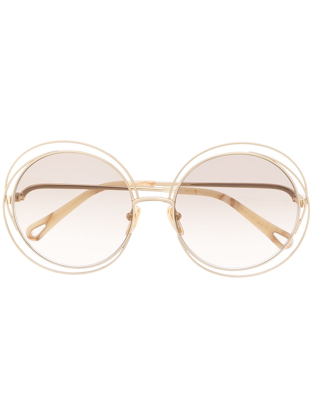 Chloé Eyewear 超大圆形镜框太阳眼镜 - 金色
