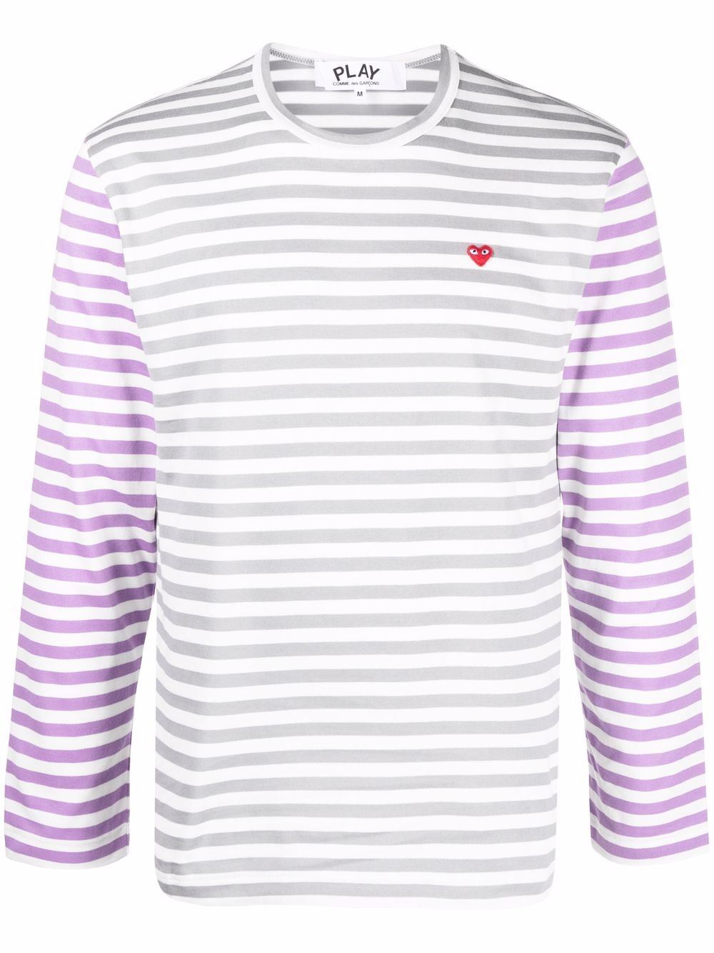 Comme Des Garçons Play logo刺绣条纹T恤 - 灰色