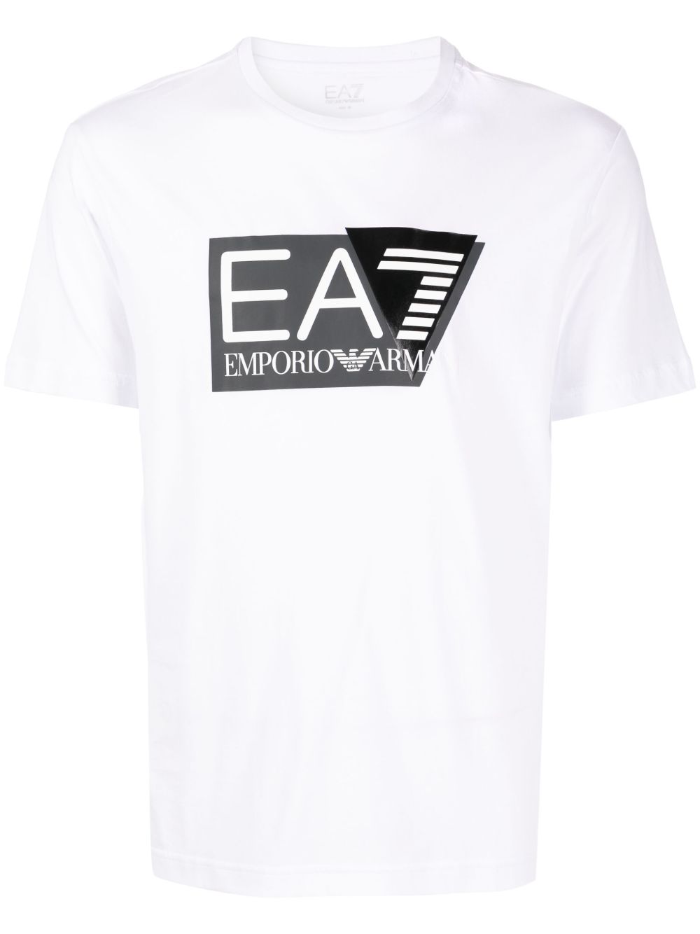 Ea7 Emporio Armani logo印花棉T恤 - 白色