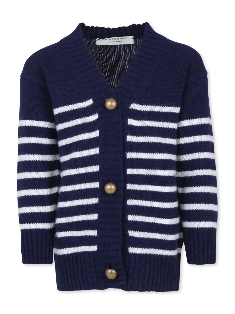 Philosophy Di Lorenzo Serafini Kids V领条纹开衫 - 蓝色
