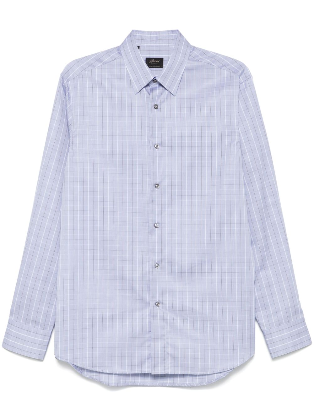 Brioni 格纹棉衬衫 - 蓝色