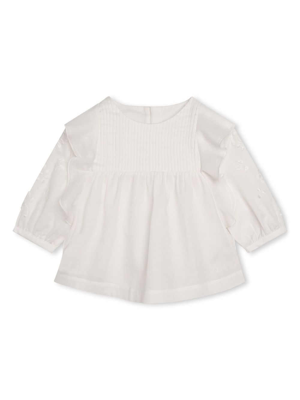 Chloé Kids 荷叶边饰罩衫 - 白色