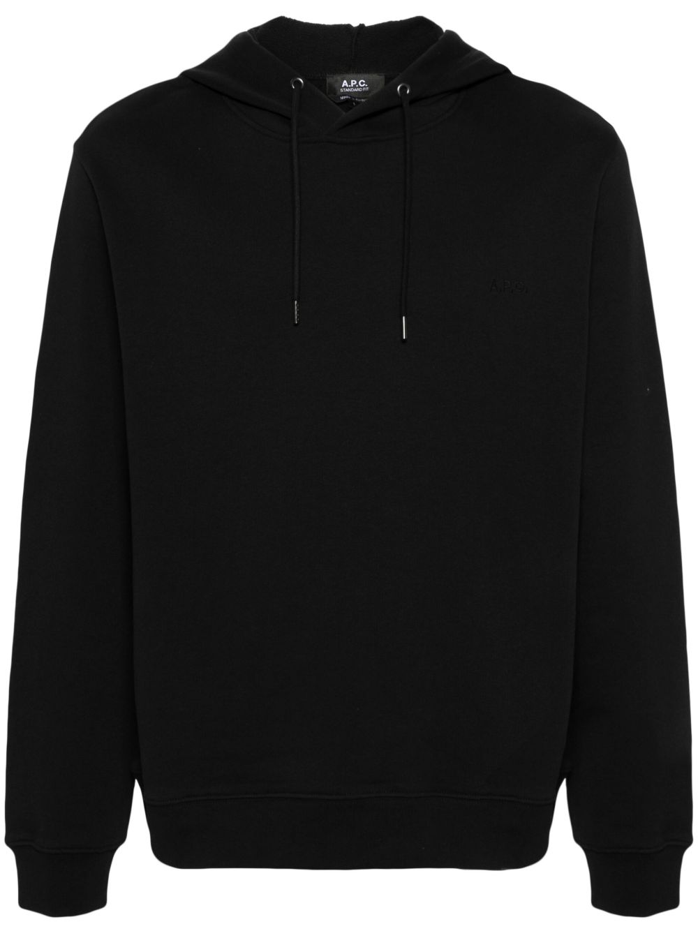 A.P.C. logo刺绣棉连帽衫 - 黑色