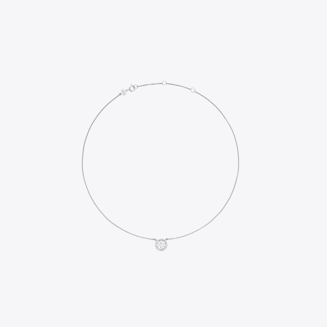 Tory Burch Miller Pavé Logo Delicate Necklace