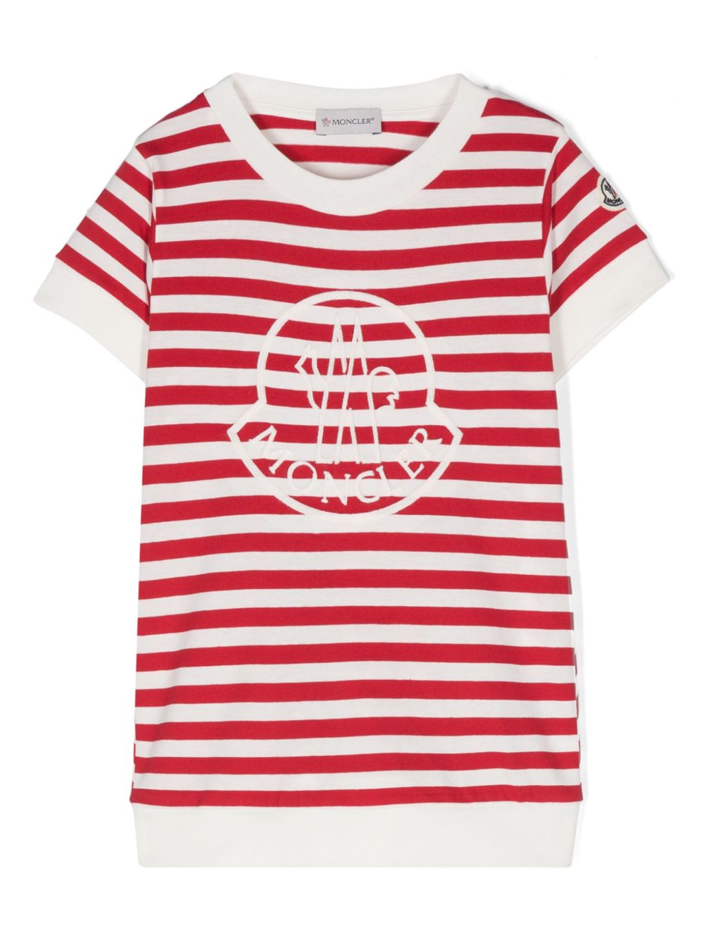Moncler Enfant logo刺绣条纹T恤 - 白色