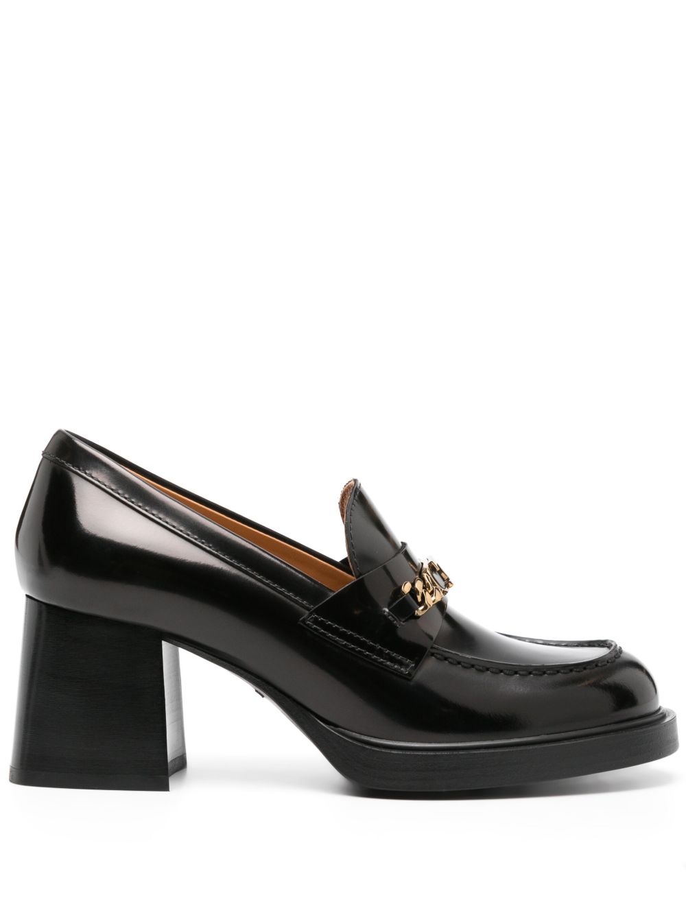 Tod's logo标牌皮质中跟鞋 - 黑色