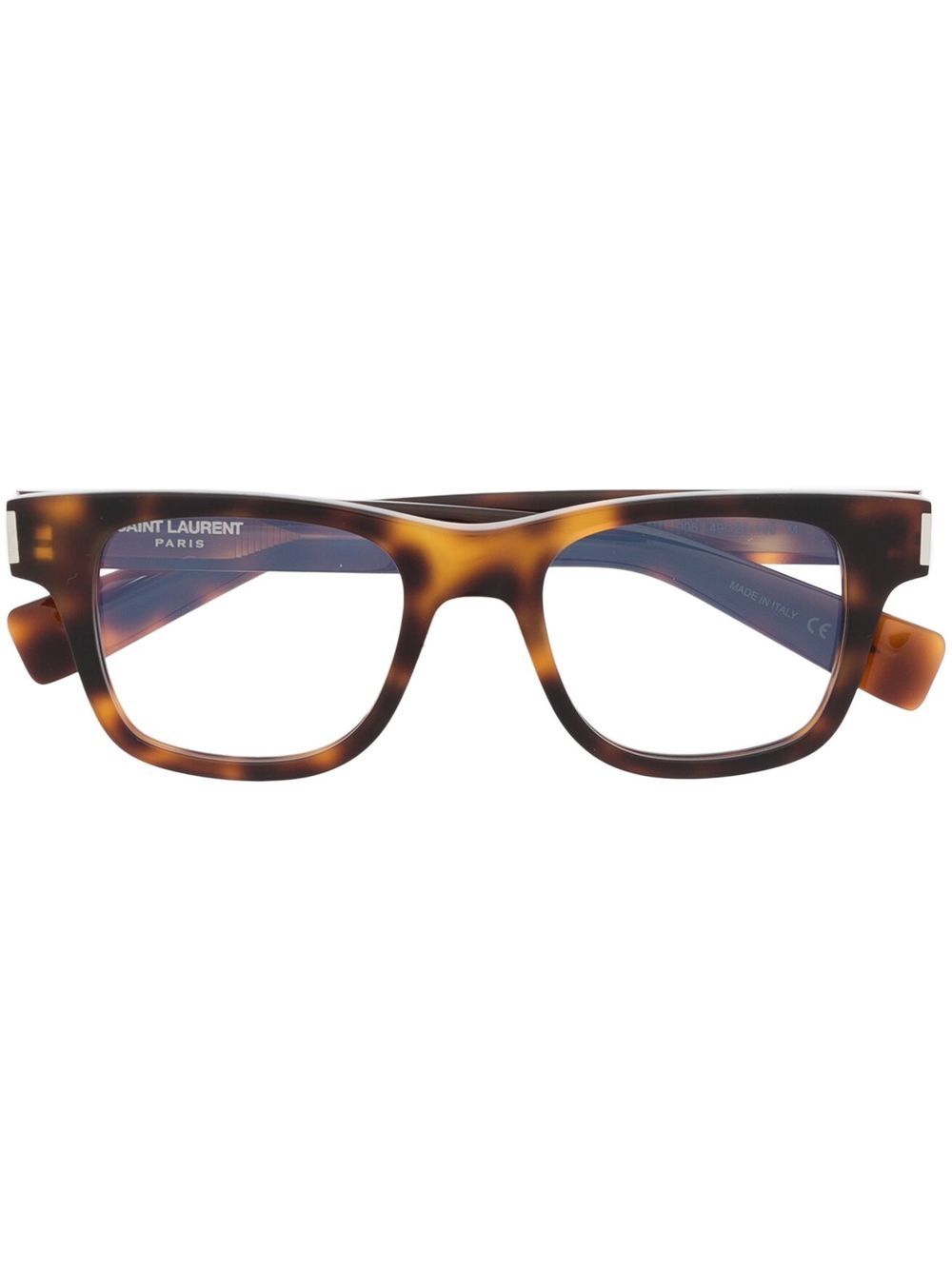 Saint Laurent Eyewear 圣罗兰眼镜系列 玳瑁纹效果方框眼镜 - 褐色