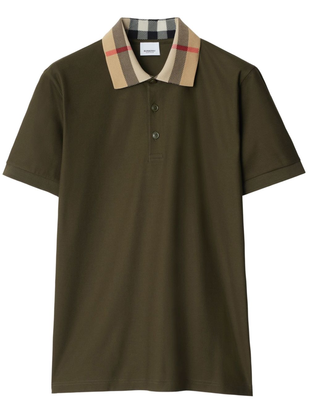Burberry 双色格纹翻领棉polo衫 - 绿色