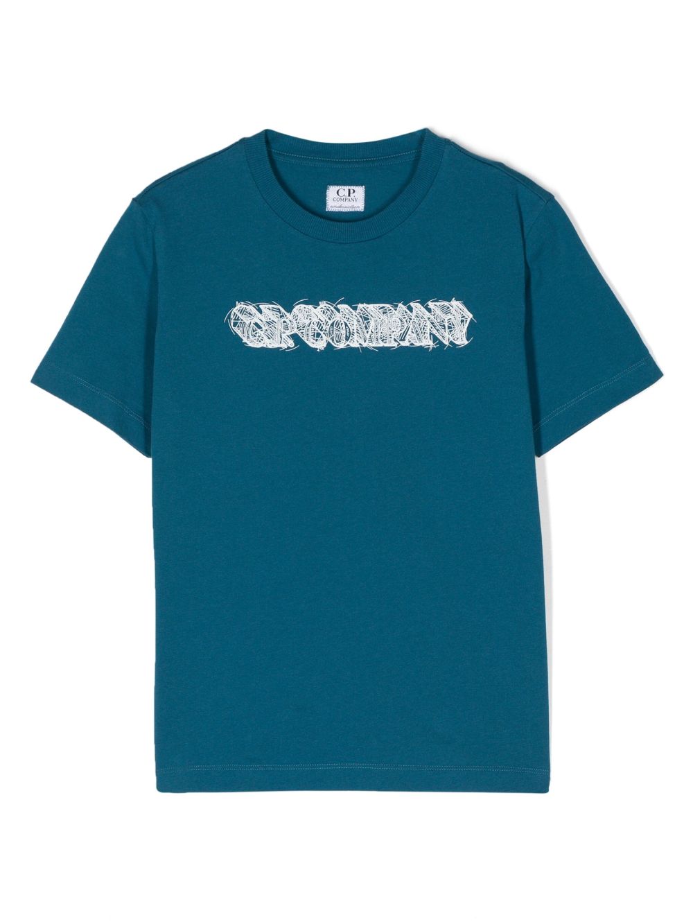 C.P. Company Kids logo印花棉T恤 - 蓝色