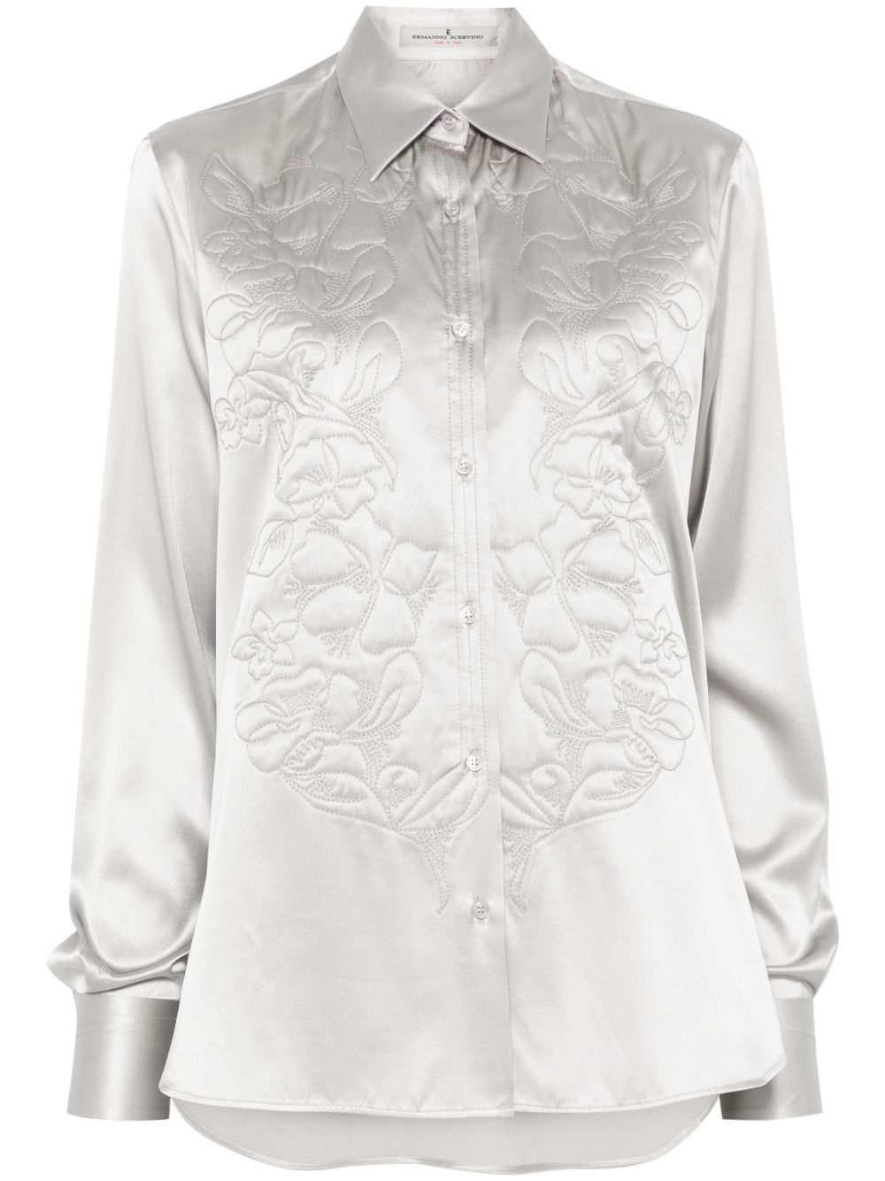 Ermanno Scervino 花卉刺绣衬衫 - 灰色
