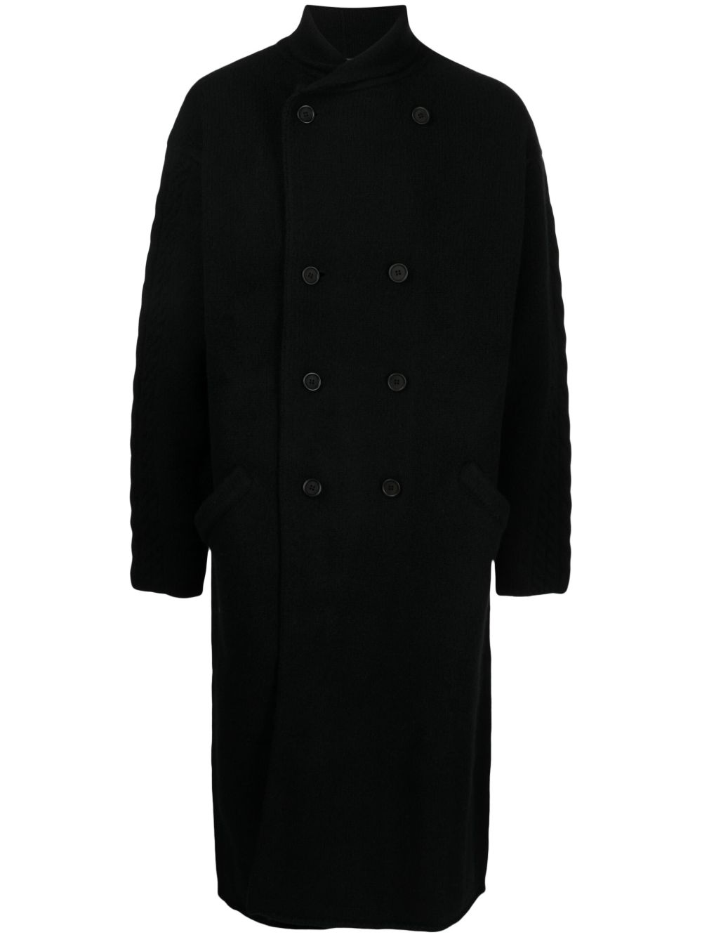 Yohji Yamamoto 粗针织羊毛外套 - 黑色