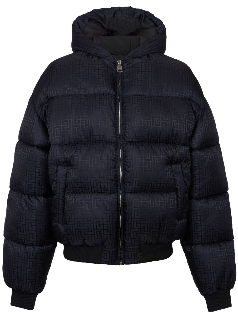 Balmain PB 经典logo图案蓬松夹克 - 黑色