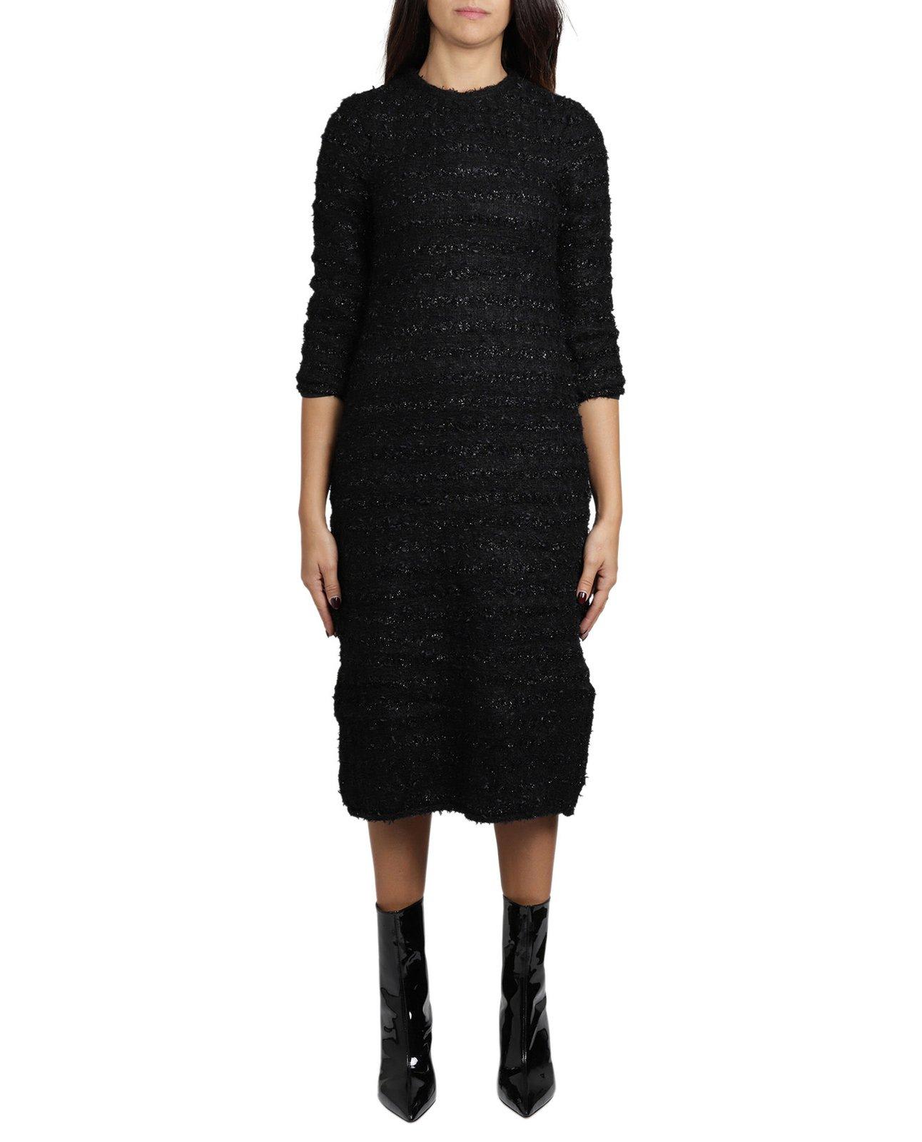 Balenciaga Crewneck Tweed Dress