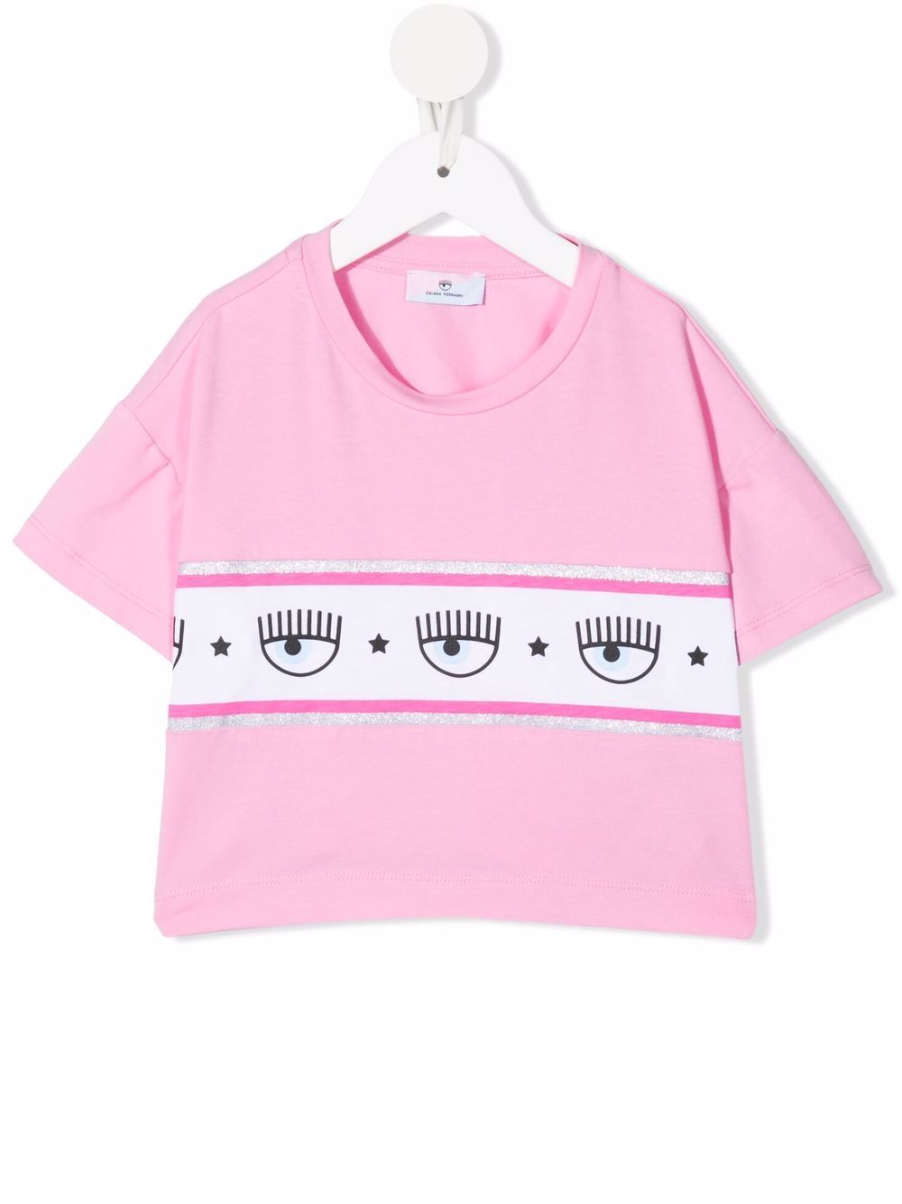 Chiara Ferragni Kids logo条纹T恤 - 粉色