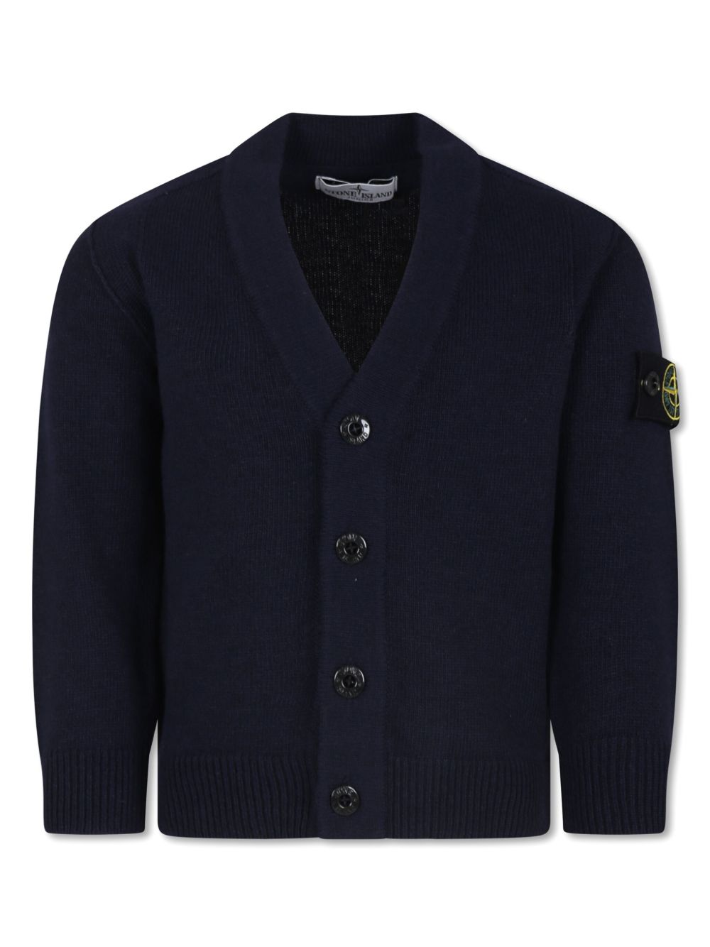 Stone Island Junior 罗盘徽章V领开衫 - 蓝色