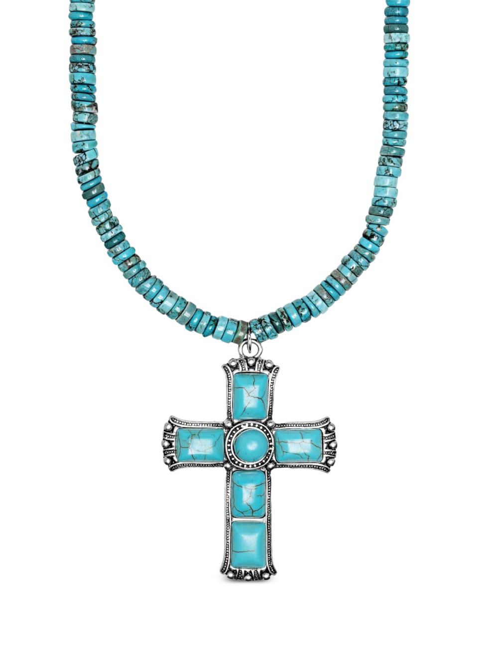 Nialaya Jewelry 十字吊饰串珠绿松石项链 - 蓝色
