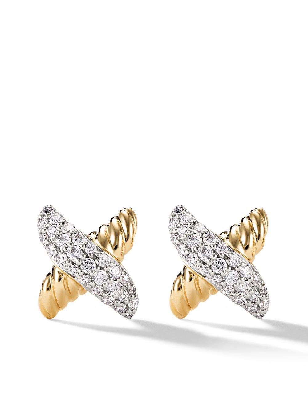 David Yurman 18K黄金 Petite X 钻石耳钉 - 金色