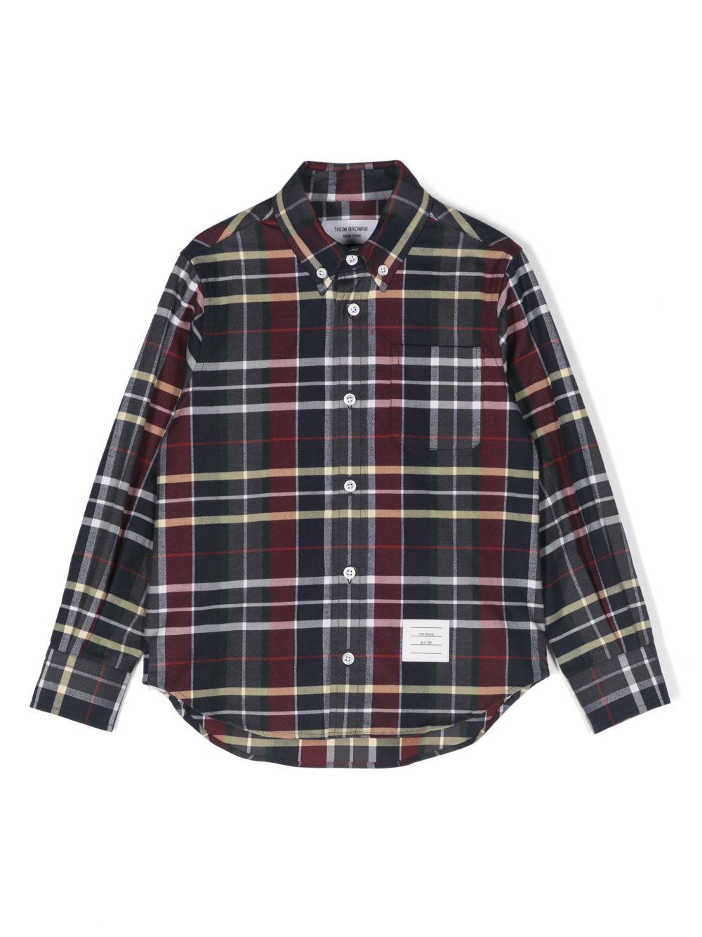 Thom Browne Kids 格纹法兰绒衬衫 - 蓝色