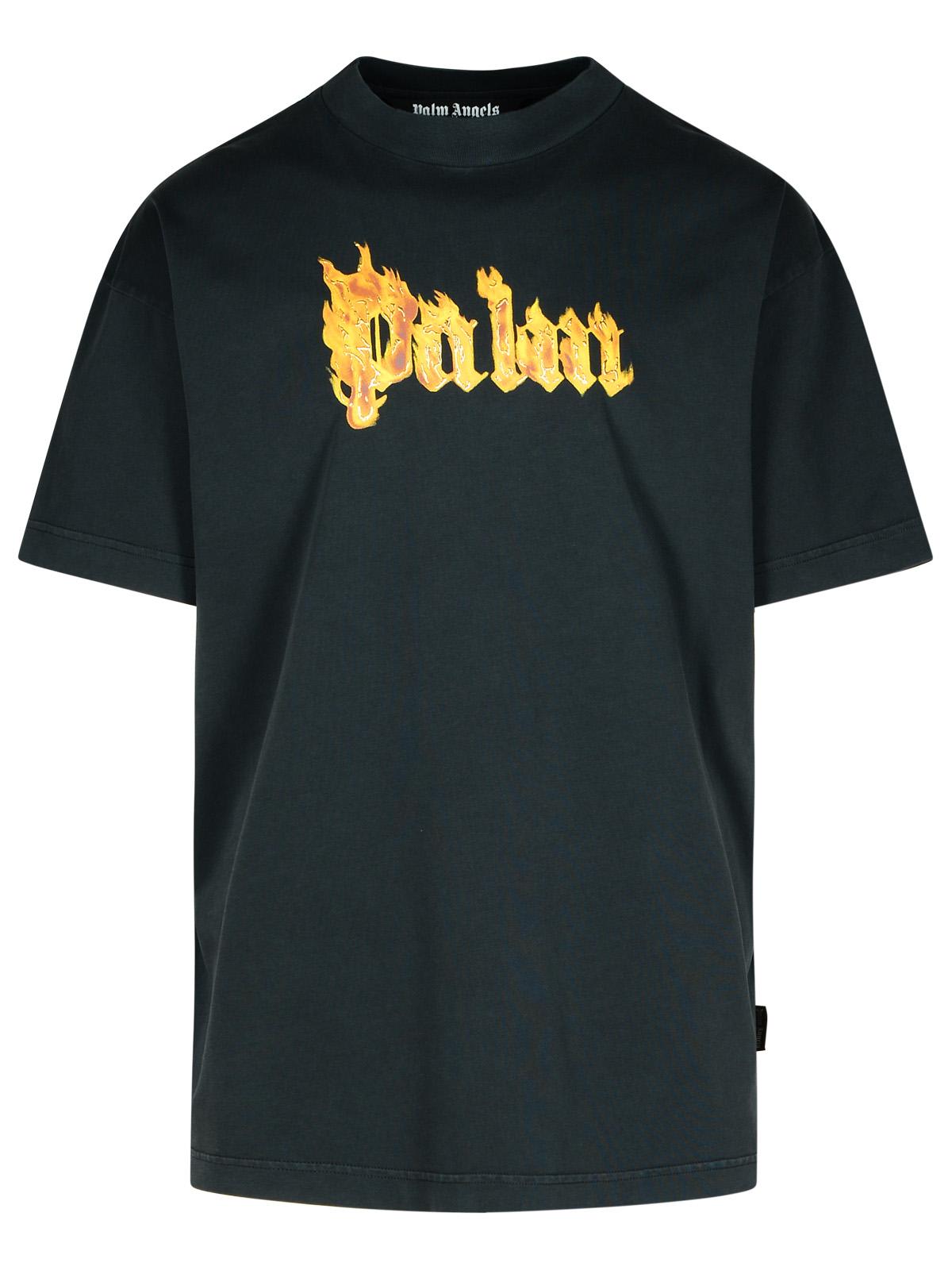 Palm Angels 火焰棕榈黑色棉质宽松T恤