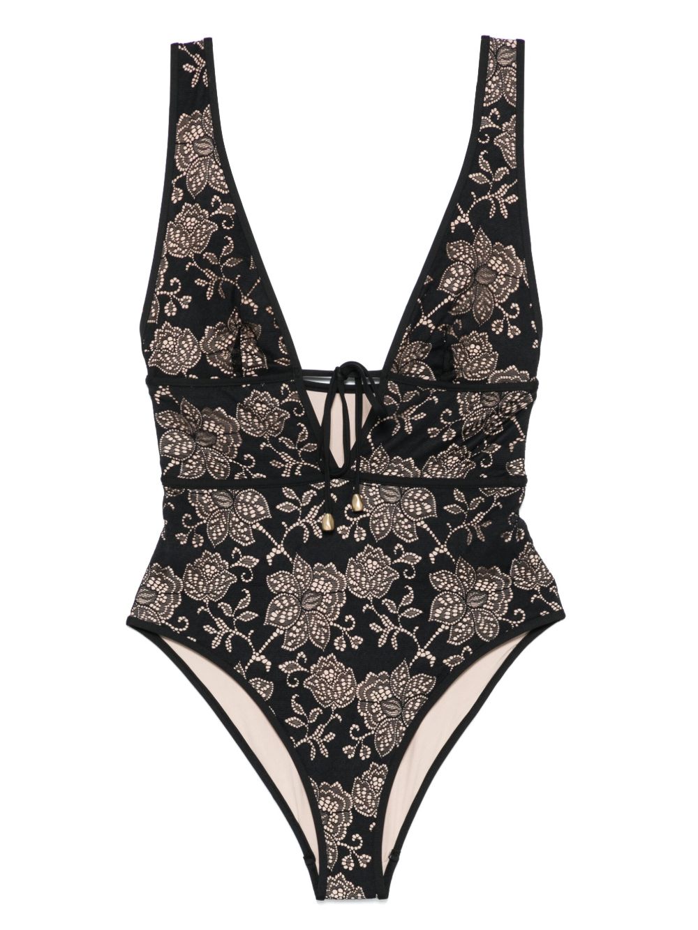 ZIMMERMANN Tallow Lace Plunge 连体泳衣 - 黑色