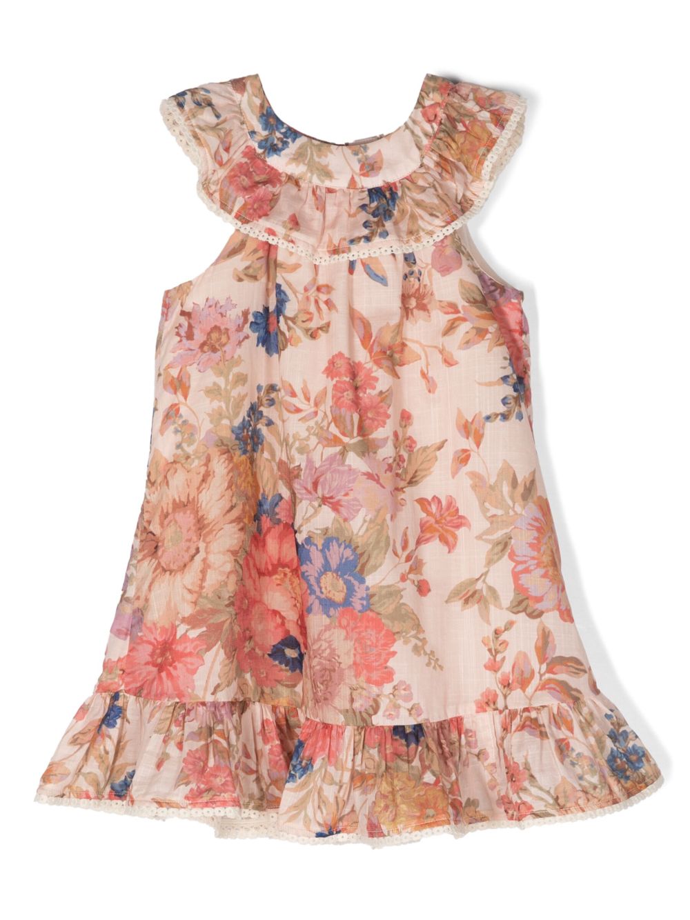 ZIMMERMANN Kids August 花卉印花棉连衣裙 - 中性色