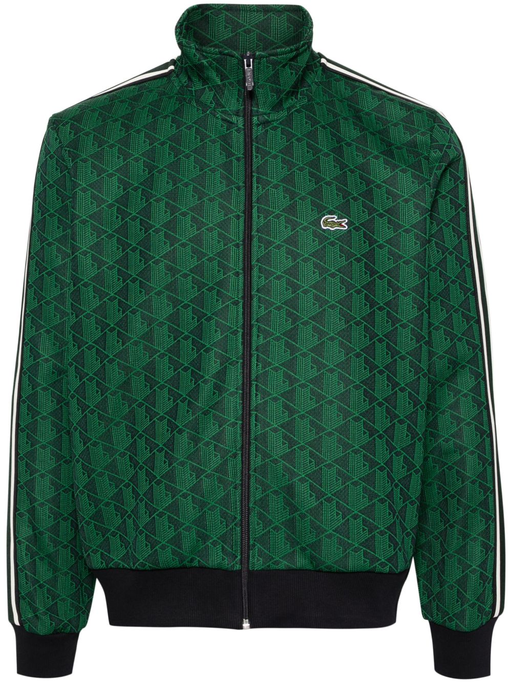 Lacoste 经典logo提花拉链卫衣 - 绿色