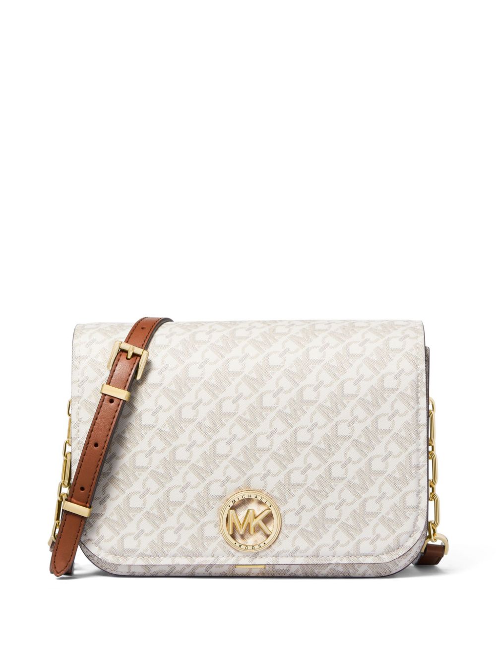 Michael Michael Kors Delancey logo标牌斜挎包 - 白色