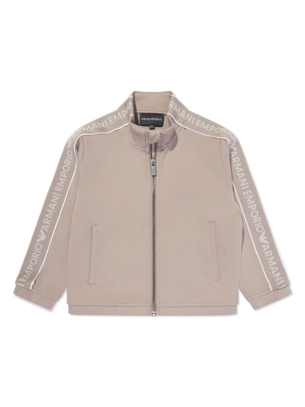 Emporio Armani Kids logo饰带平纹针织夹克 - 中性色