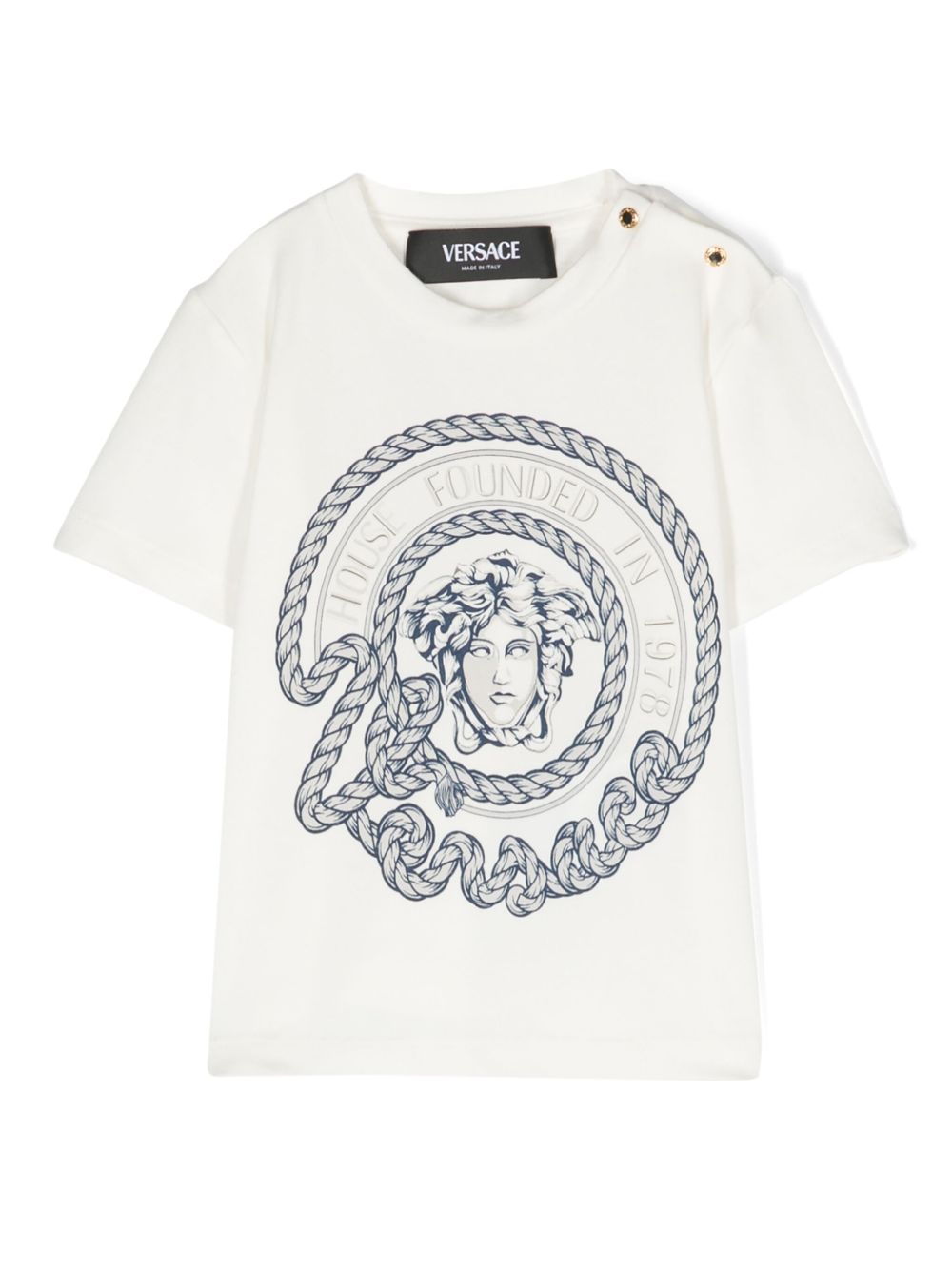 Versace Kids Medusa 棉混纺T恤 - 白色