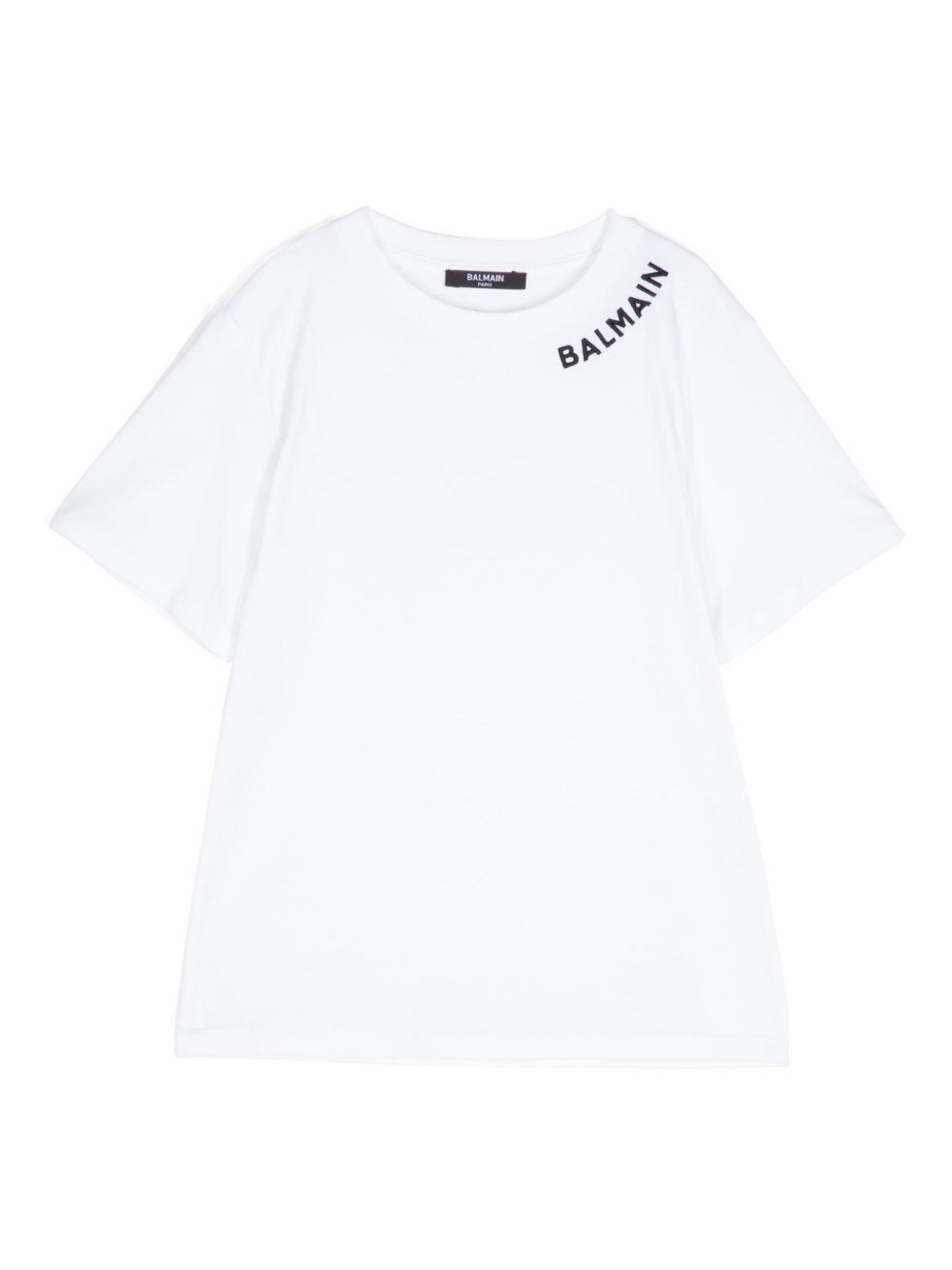 Balmain Kids logo刺绣T恤 - 白色