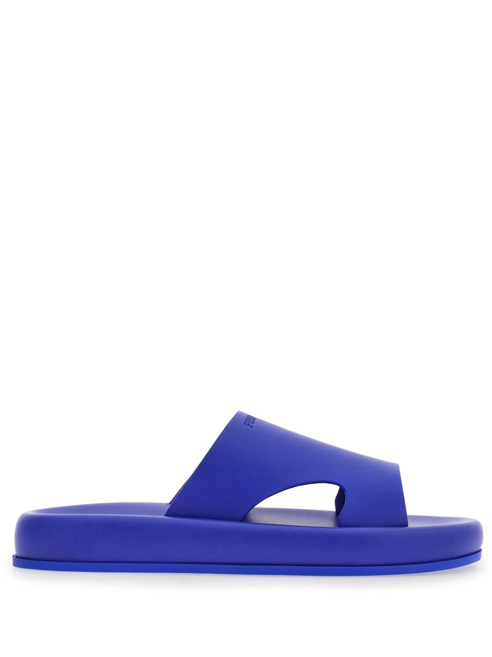 Ferragamo 露趾皮质拖鞋 - 蓝色