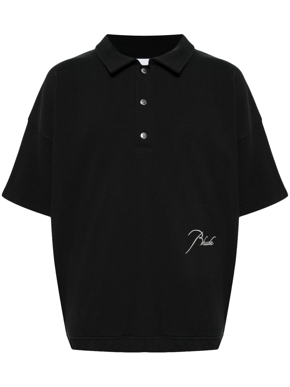 RHUDE logo刺绣polo衫 - 黑色