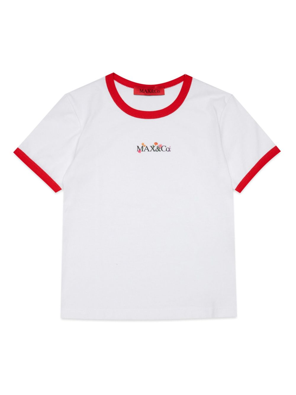 MAX&Co. Kids logo刺绣棉T恤 - 白色