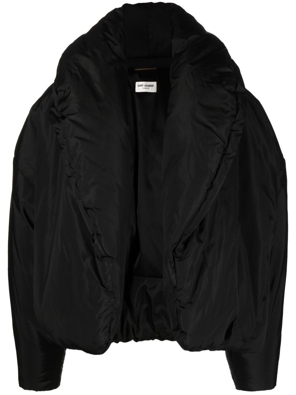 Saint Laurent 披肩领真丝超大款夹克 - 黑色