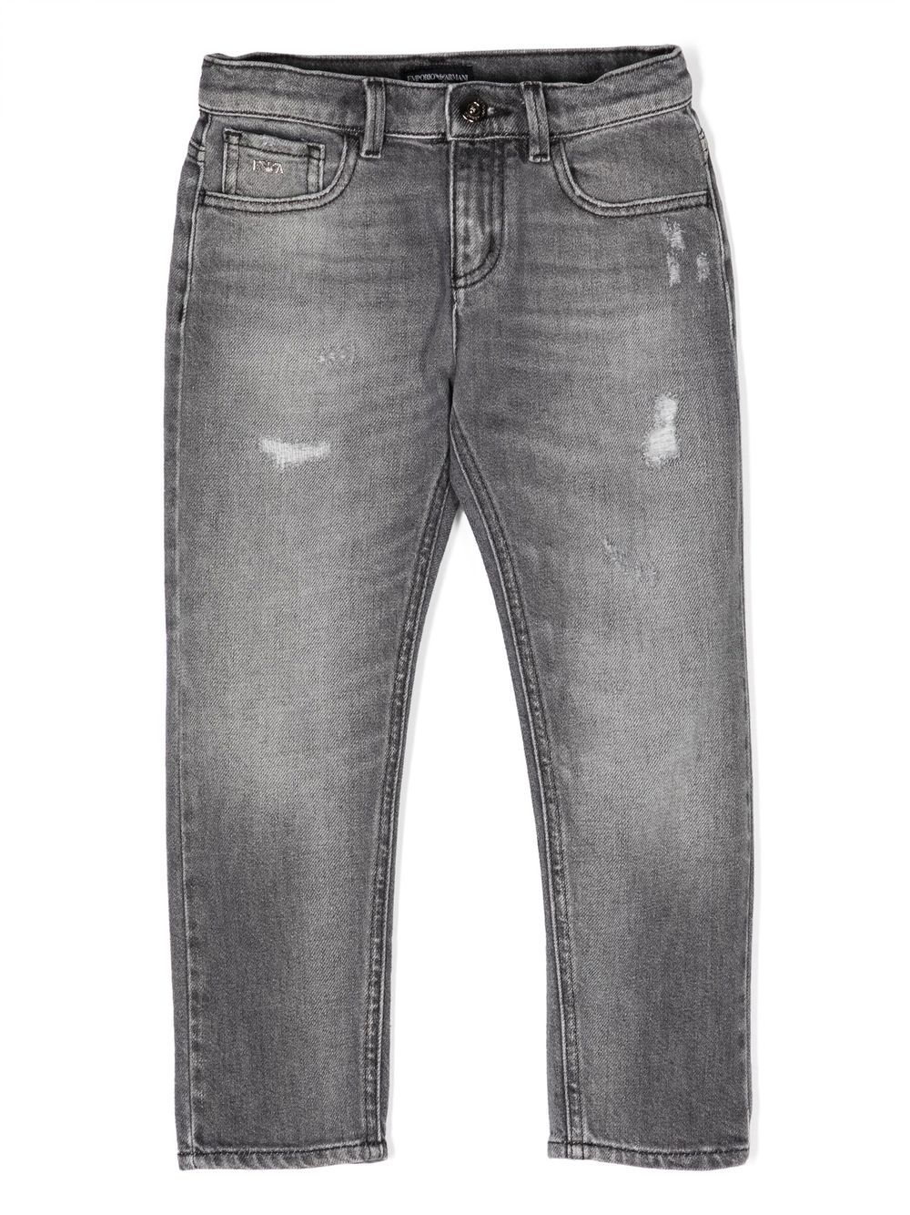 Emporio Armani Kids J75 仿旧牛仔裤 - 黑色