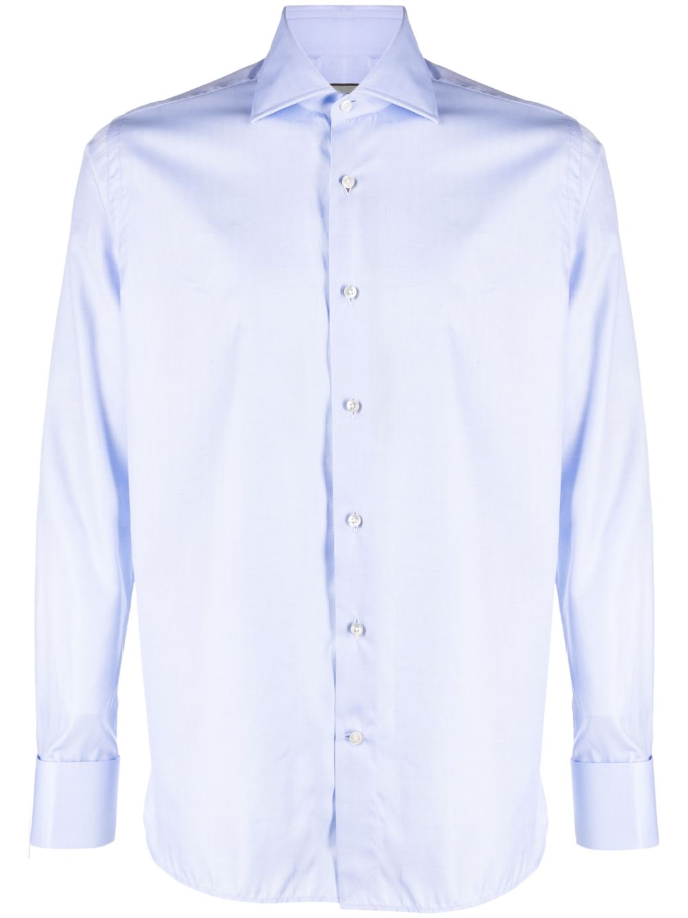 Canali 宽领棉衬衫 - 蓝色