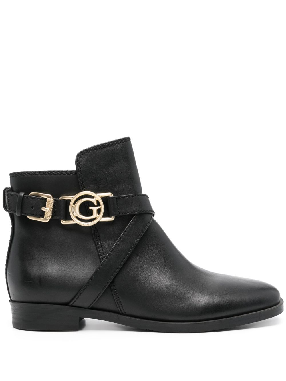 GUESS USA Floriza logo标牌皮靴 - 黑色