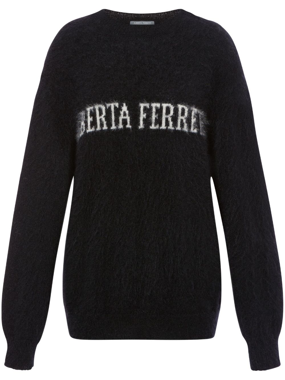 Alberta Ferretti logo嵌花拉绒毛衣 - 黑色