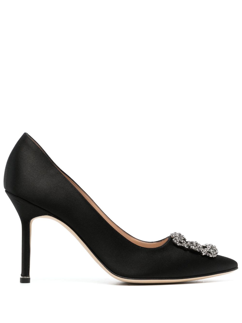 Manolo Blahnik Hangisi 缎面高跟鞋 - 黑色