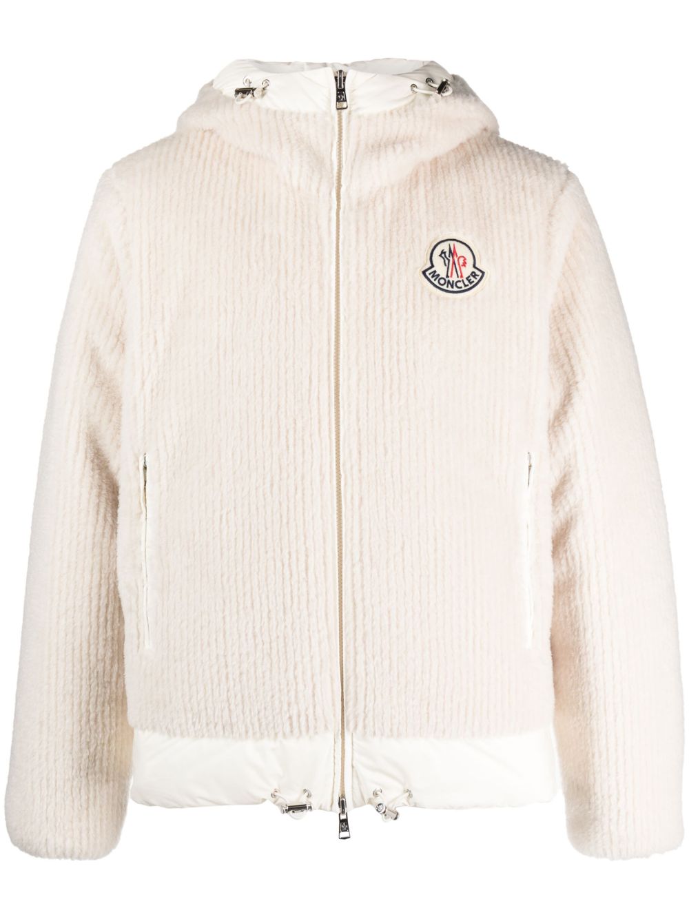 Moncler 标贴抓绒纹理填充夹克 - 中性色